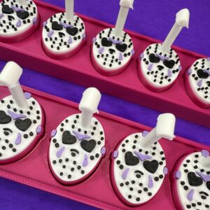 Pink Hockey Mask Nail Stand | Horror Press On Nail Display Holder