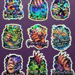 Gothic Nail Tech Stickers | Holographic Witchy Nail Art Pack