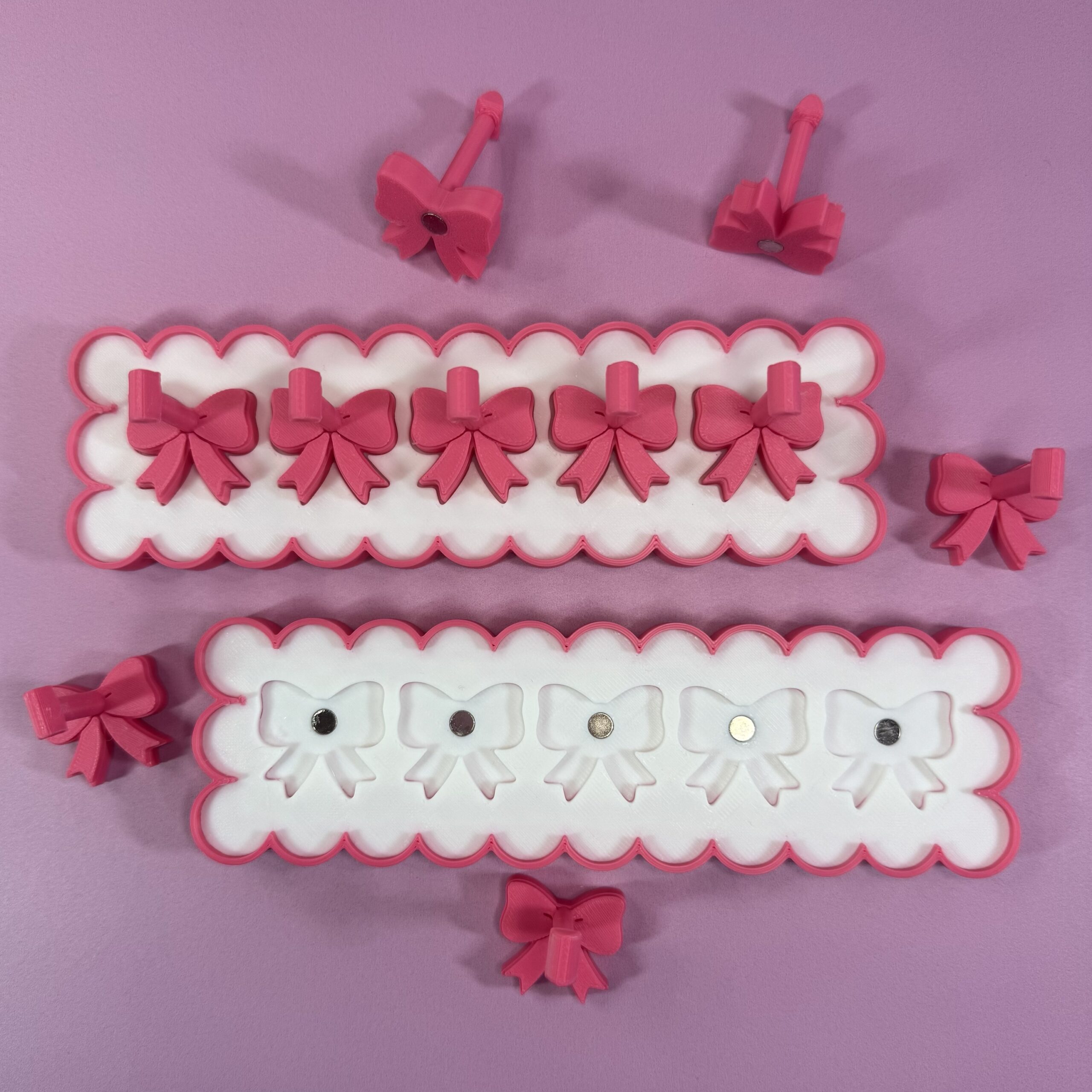 Coquette Bow Pink and White 6” x 2”