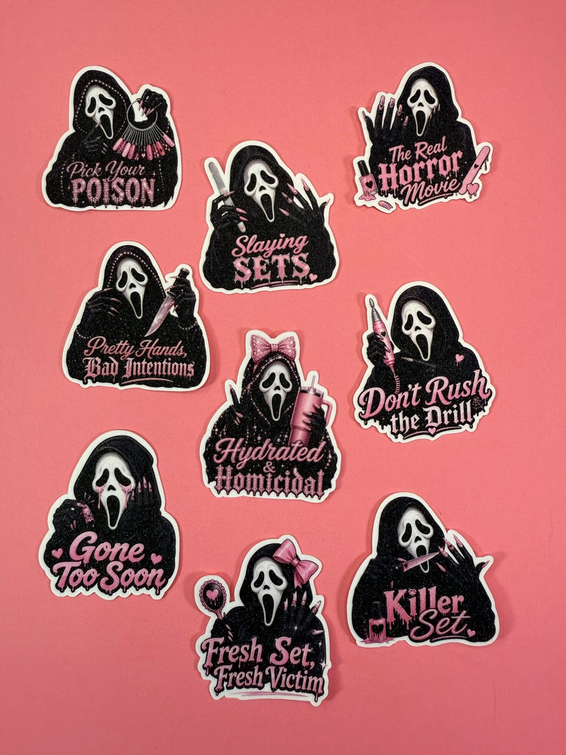Glitter Horror Inspired Stickers Black Set 2