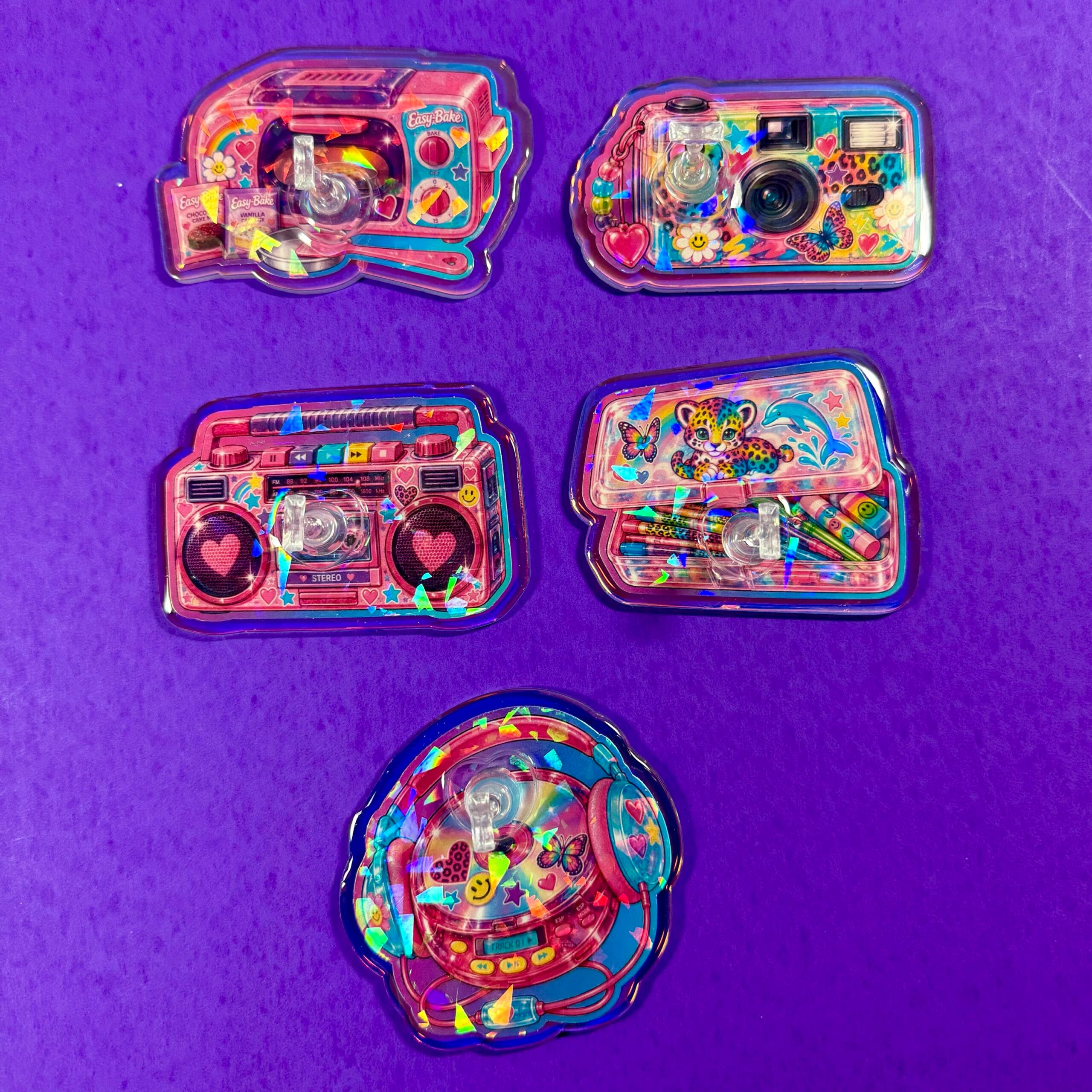 Retro Y2K Nail Stand Set 🌈💿📸 | Set of 5